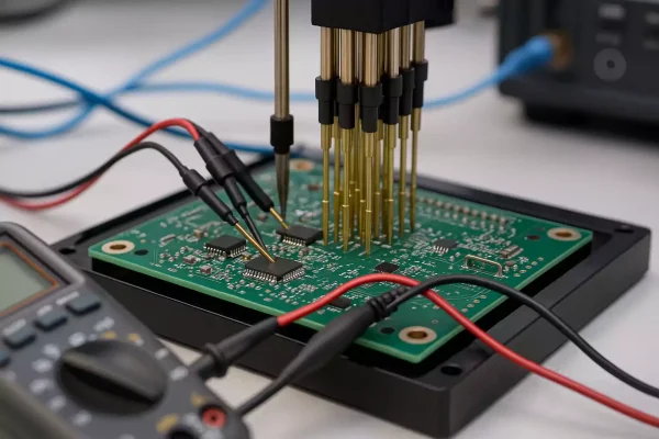 Functional test fixture for a printed circuit board at Comtec Labs